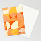rhapsody orange 4 abstract mid century shape art Stationery Card Gallery Image 2