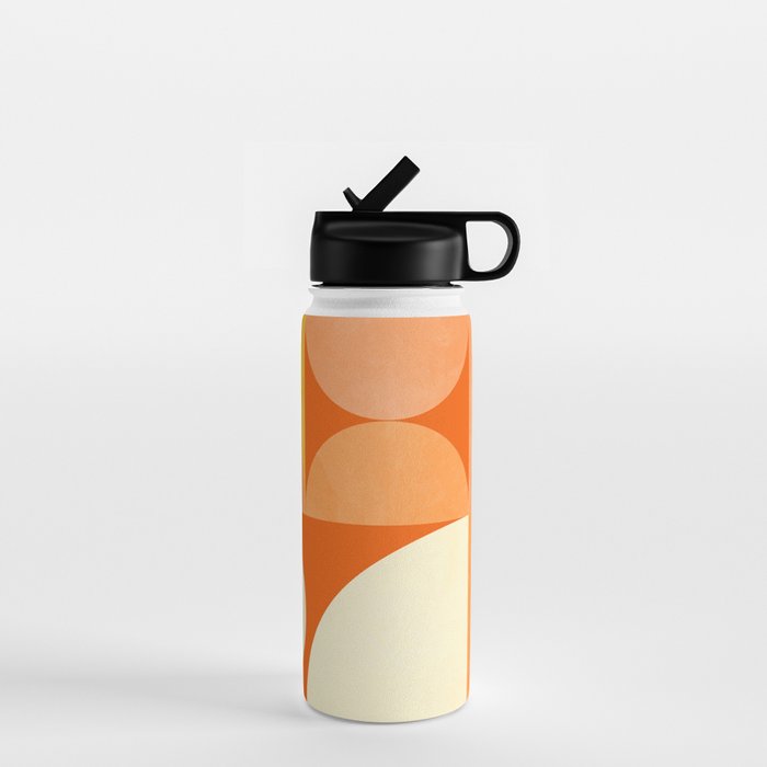 rhapsody orange 4 abstract mid century shape art Water Bottle Gallery Image 1