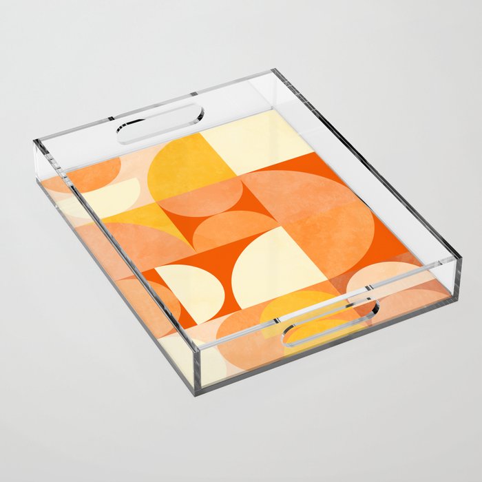 rhapsody orange 4 abstract mid century shape art Acrylic Tray Gallery Image 1