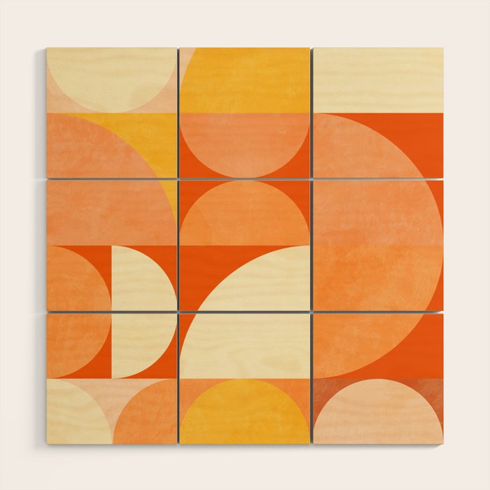 rhapsody orange 4 abstract mid century shape art Wood Wall Art Gallery Image 1