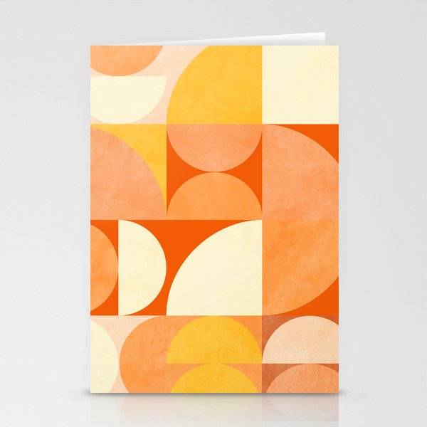 rhapsody orange 4 abstract mid century shape art Stationery Card Gallery Image 2