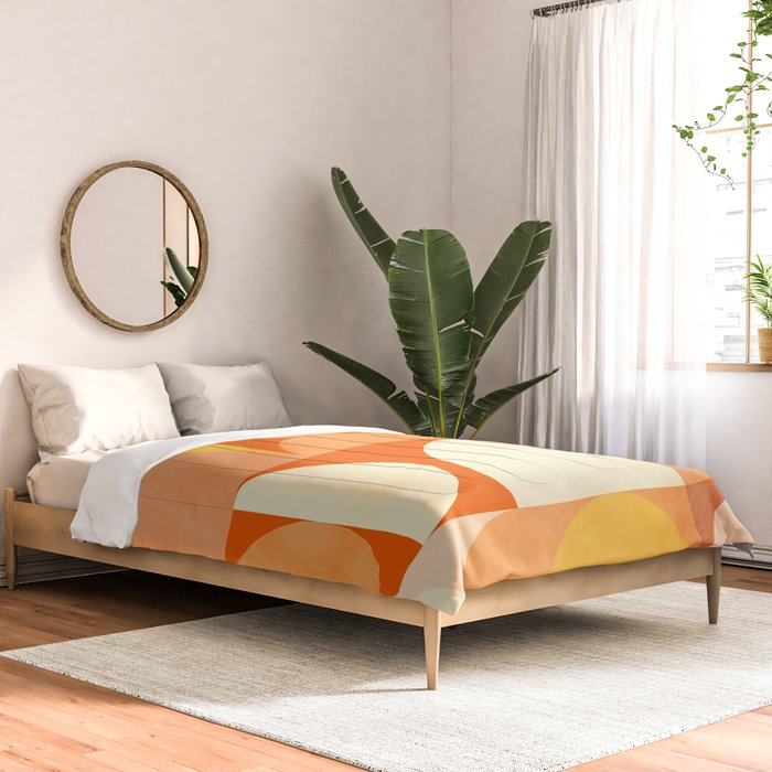 rhapsody orange 4 abstract mid century shape art Comforter Gallery Image 2