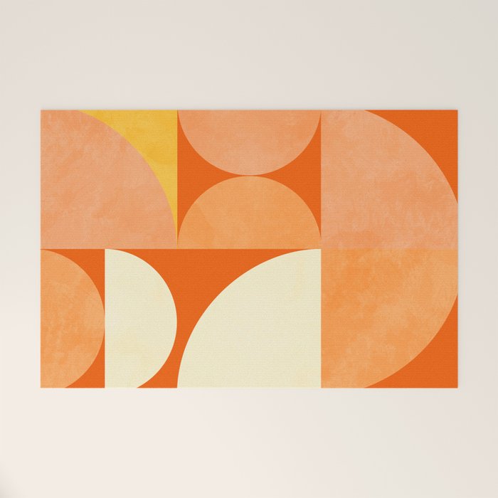 rhapsody orange 4 abstract mid century shape art Welcome Mat Gallery Image 1