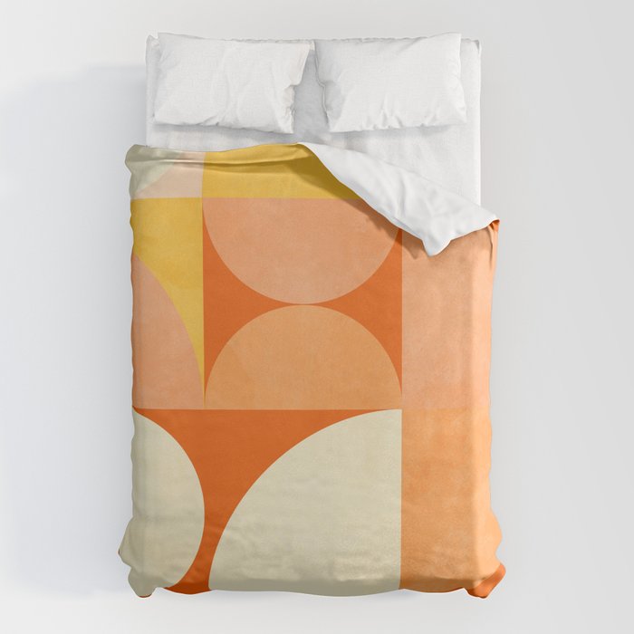rhapsody orange 4 abstract mid century shape art Duvet Cover Gallery Image 6