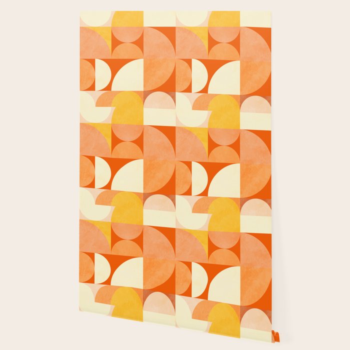 rhapsody orange 4 abstract mid century shape art Wallpaper Gallery Image 2