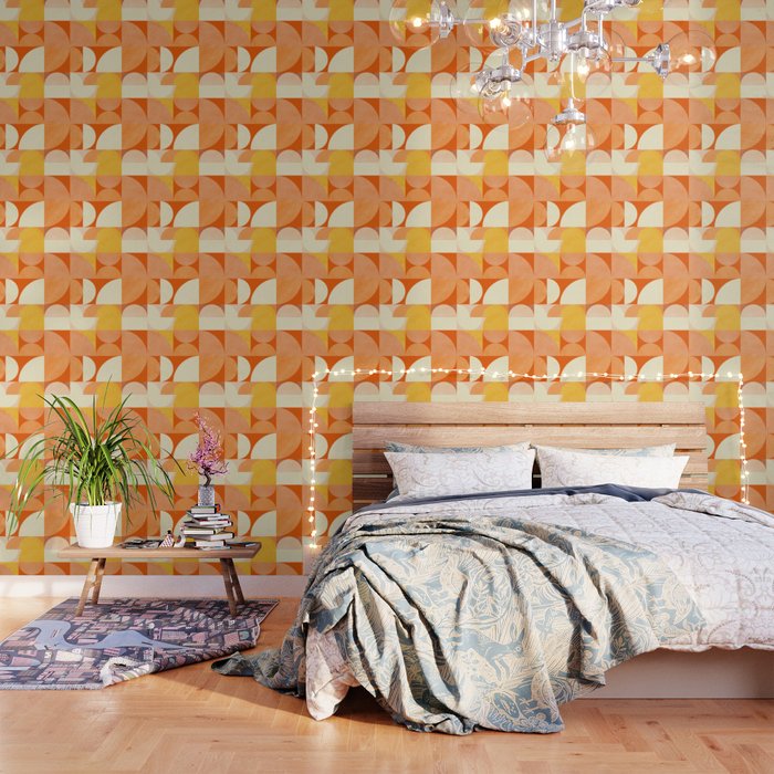 rhapsody orange 4 abstract mid century shape art Wallpaper Gallery Image 3