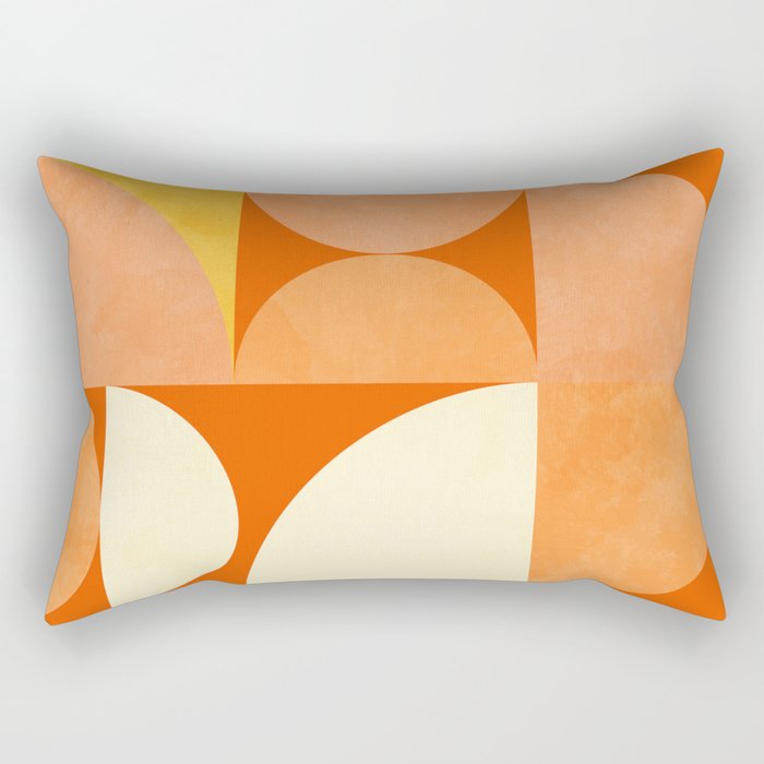 rhapsody orange 4 abstract mid century shape art Rectangular Pillow Gallery Image 1