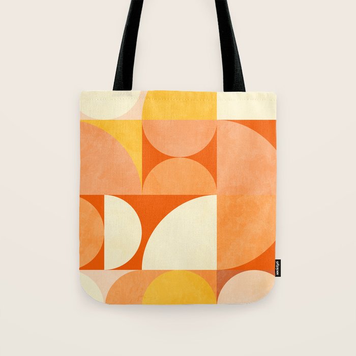 rhapsody orange 4 abstract mid century shape art Tote Bag Gallery Image 1