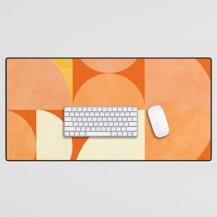 rhapsody orange 4 abstract mid century shape art Desk Mat Gallery Image 1