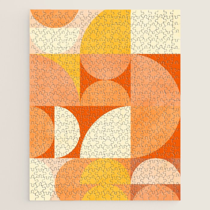 rhapsody orange 4 abstract mid century shape art Jigsaw Puzzle Gallery Image 1