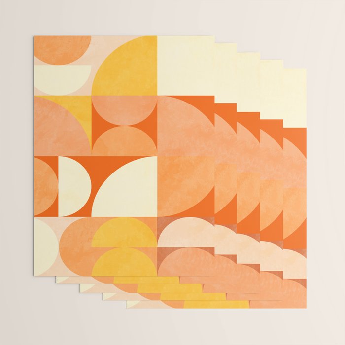 rhapsody orange 4 abstract mid century shape art Wrapping Paper Gallery Image 3
