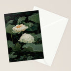 Floral Japandi Wall Art Lotus Flower Print Japanese Wall Art Sage Green Poster Wabi Sabi Painting Stationery Card Gallery Image 2