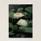 Floral Japandi Wall Art Lotus Flower Print Japanese Wall Art Sage Green Poster Wabi Sabi Painting Stationery Card Gallery Image 2