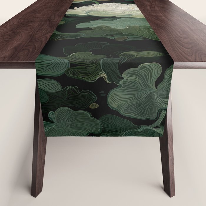 Floral Japandi Wall Art Lotus Flower Print Japanese Wall Art Sage Green Poster Wabi Sabi Painting Table Runner Gallery Image 1