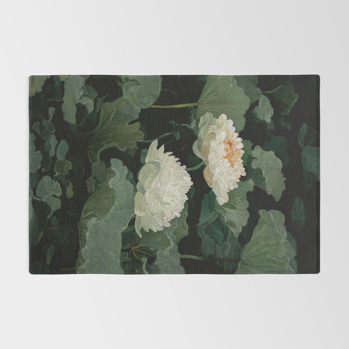 Floral Japandi Wall Art Lotus Flower Print Japanese Wall Art Sage Green Poster Wabi Sabi Painting Rug Gallery Image 2