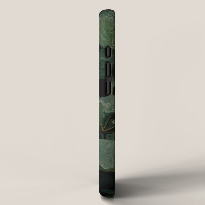 Floral Japandi Wall Art Lotus Flower Print Japanese Wall Art Sage Green Poster Wabi Sabi Painting iPhone Case Gallery Image 2