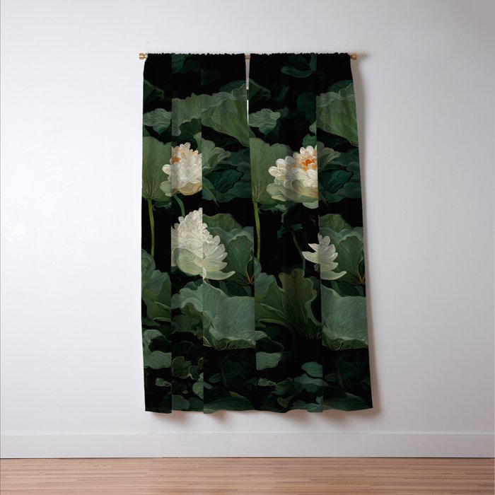 Floral Japandi Wall Art Lotus Flower Print Japanese Wall Art Sage Green Poster Wabi Sabi Painting Window Curtain Gallery Image 3