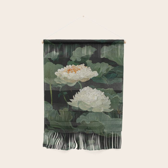 Floral Japandi Wall Art Lotus Flower Print Japanese Wall Art Sage Green Poster Wabi Sabi Painting Wall Hanging Gallery Image 1