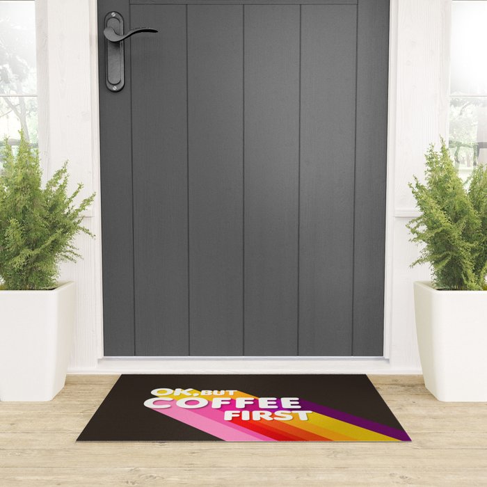 OK, but coffee first - retro typography Welcome Mat Gallery Image 3