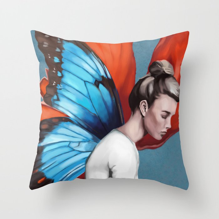 Butterfly Woman Throw Pillow Gallery Image 1