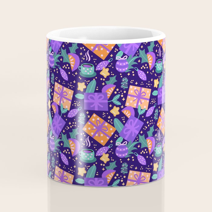 Christmas pattern in purple Coffee Mug Gallery Image 4