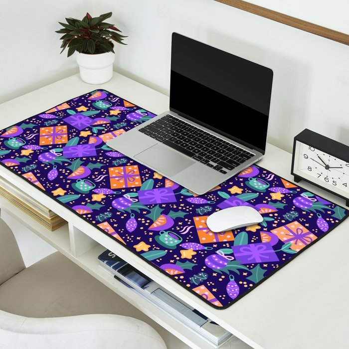 Christmas pattern in purple Desk Mat Gallery Image 2