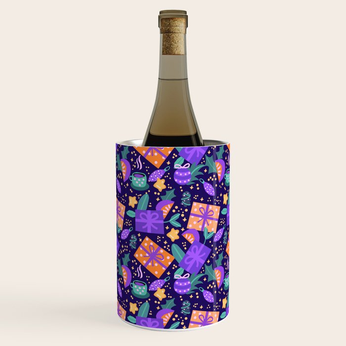 Christmas pattern in purple Wine Chiller Gallery Image 2