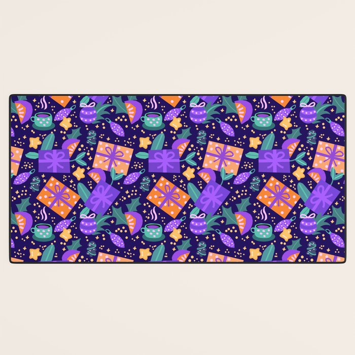 Christmas pattern in purple Desk Mat Gallery Image 3