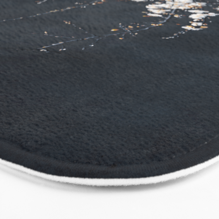 White Blossom Flowers on Blue Texture - Tree - Elegant Floral - Nature photography Bath Mat Gallery Image 3