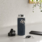 White Blossom Flowers on Blue Texture - Tree - Elegant Floral - Nature photography Water Bottle Gallery Image 4