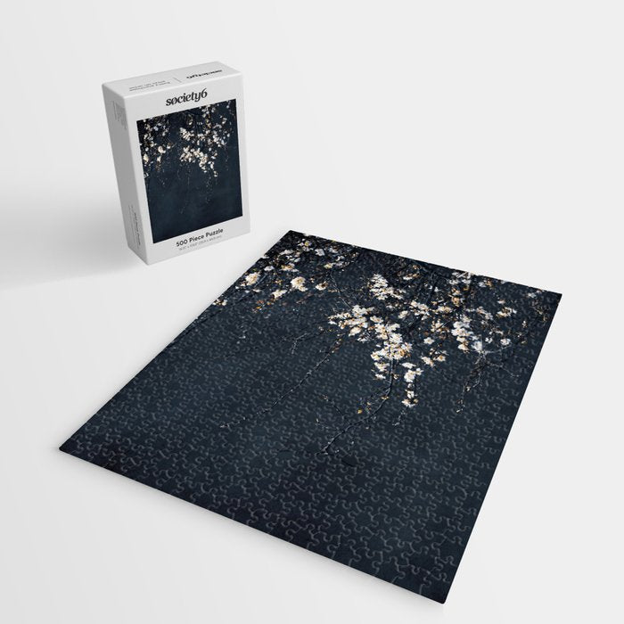 White Blossom Flowers on Blue Texture - Tree - Elegant Floral - Nature photography Jigsaw Puzzle Gallery Image 2