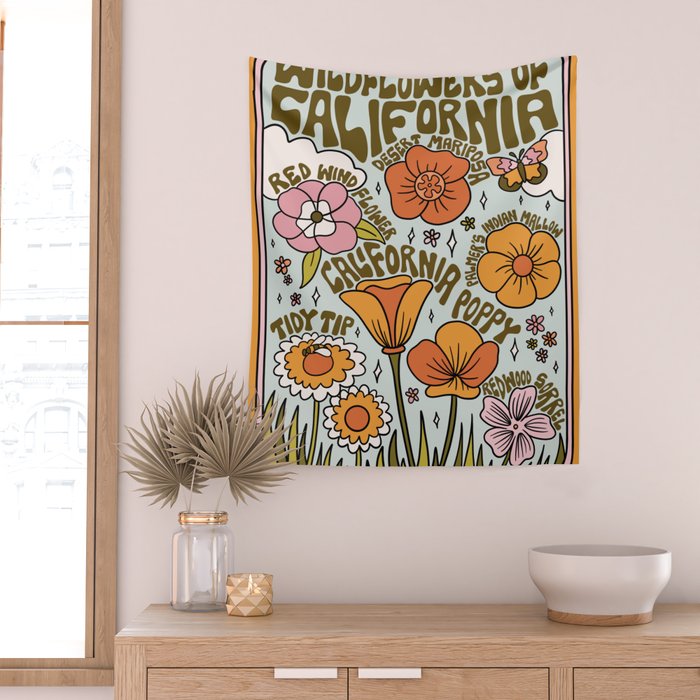 California Wildflowers Wall Tapestry Gallery Image 2