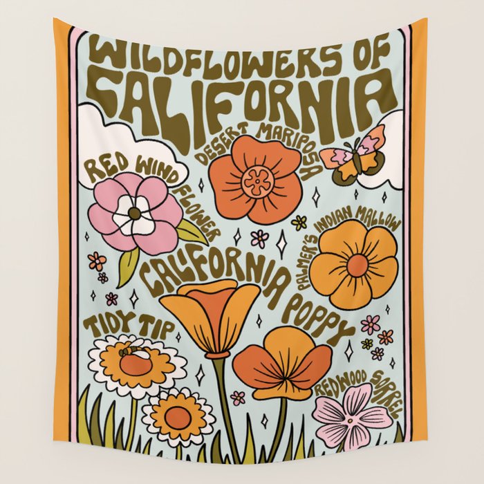 California Wildflowers Wall Tapestry Gallery Image 4