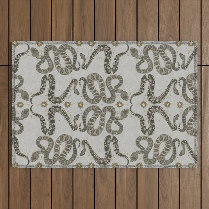 celestial snakes silver Outdoor Rug Gallery Image 1