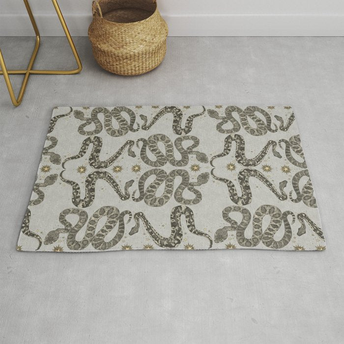 celestial snakes silver Rug Gallery Image 1