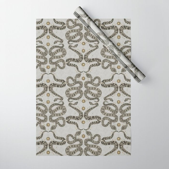 celestial snakes silver Wrapping Paper Gallery Image 1