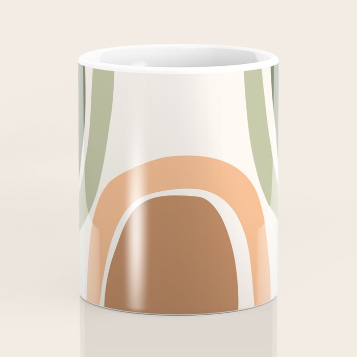 Abstract Shapes 55 in Sage Green and Terracotta (Rainbow Abstraction) Coffee Mug Gallery Image 4