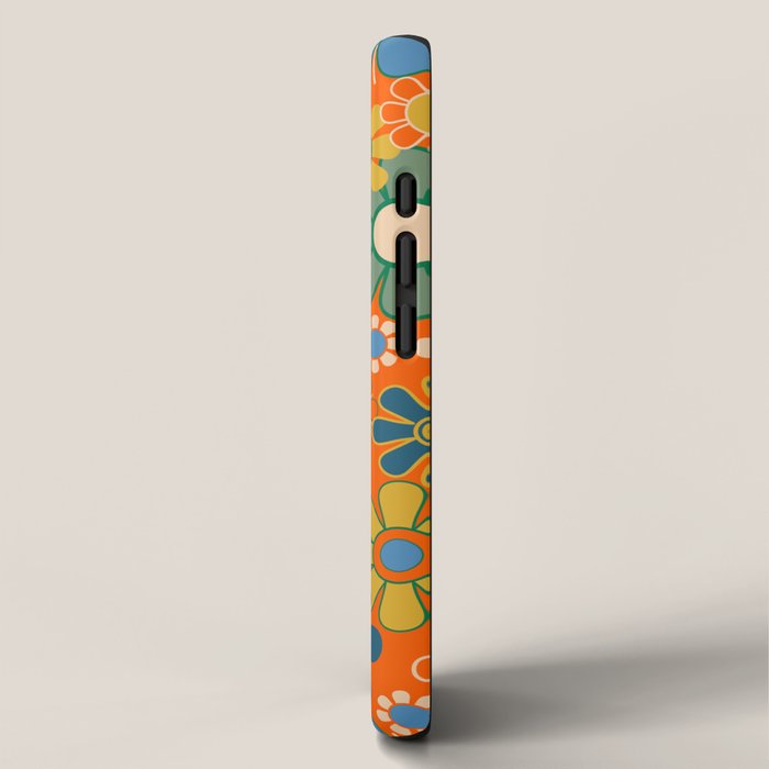 Groovy Floral Garden Orange Blue Green Mustard Yellow 60s 70s Flower Pattern iPhone Case Gallery Image 2