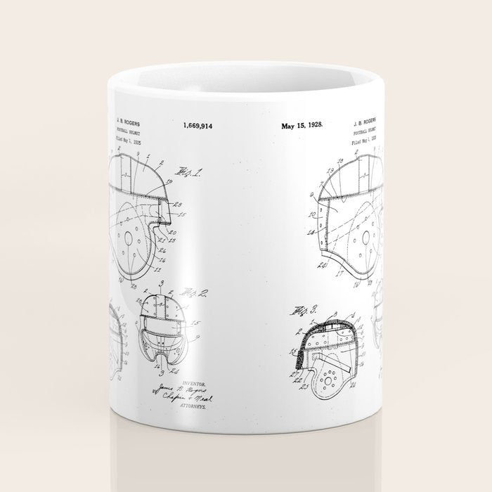 Football Helmet Patent - Football Art - Black Chalkboard Coffee Mug Gallery Image 4