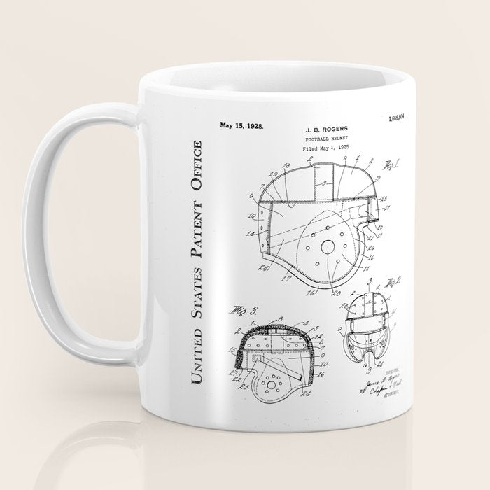 Football Helmet Patent - Football Art - Black Chalkboard Coffee Mug Gallery Image 3