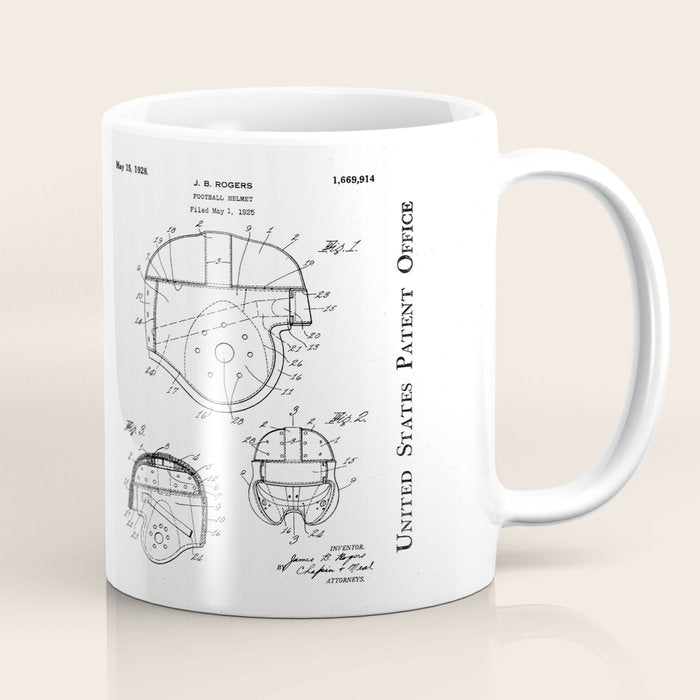 Football Helmet Patent - Football Art - Black Chalkboard Coffee Mug Gallery Image 1