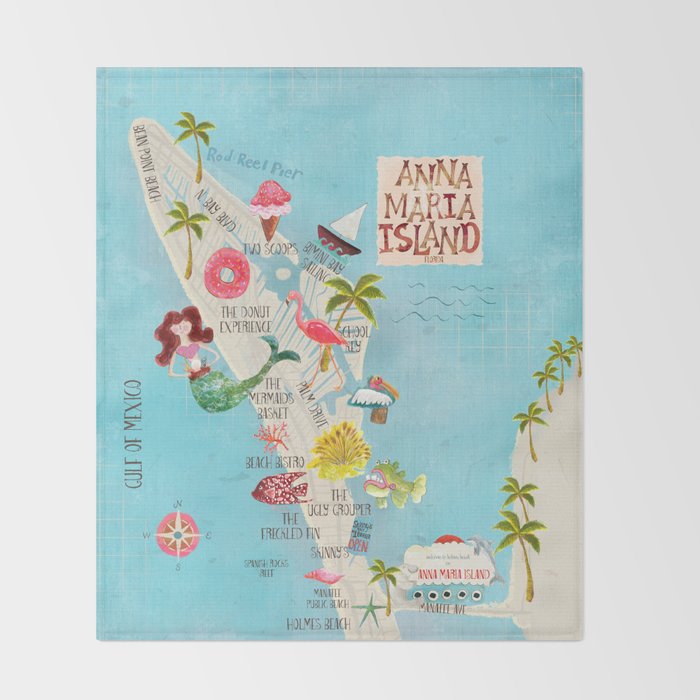 Anna Maria Island Map Throw Blanket Gallery Image 2