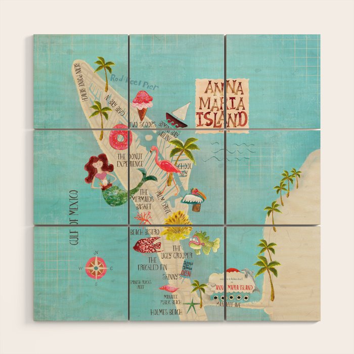 Anna Maria Island Map Wood Wall Art Gallery Image 1