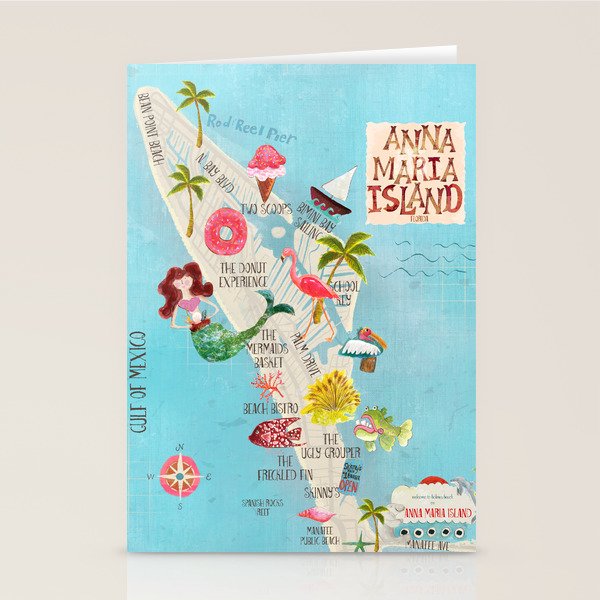 Anna Maria Island Map Stationery Card Gallery Image 2