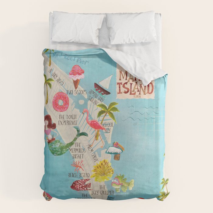 Anna Maria Island Map Duvet Cover