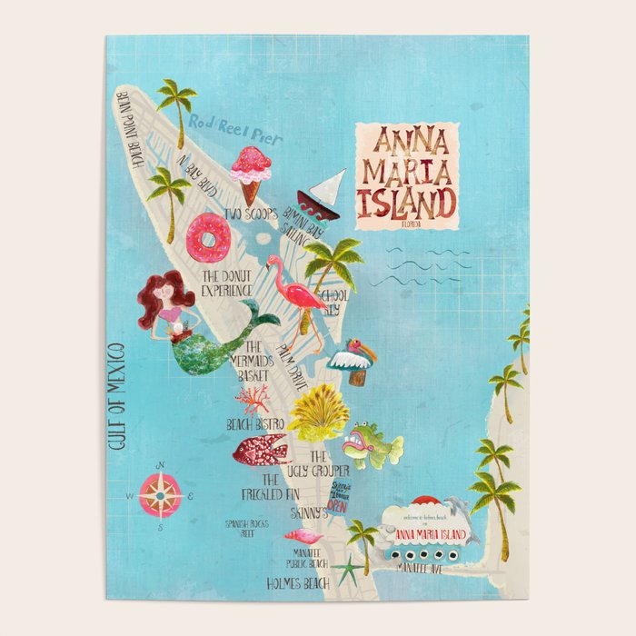 Anna Maria Island Map Poster