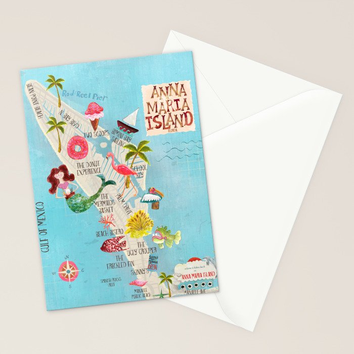 Anna Maria Island Map Stationery Card Gallery Image 2