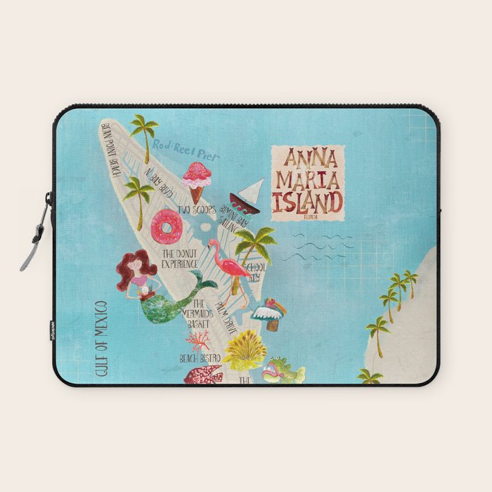 Anna Maria Island Map Laptop Sleeve Gallery Image 1