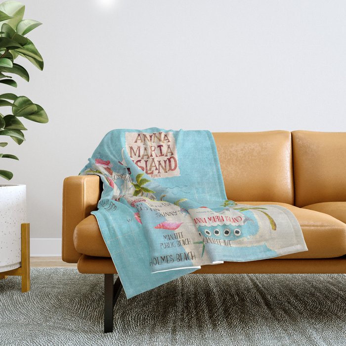 Anna Maria Island Map Throw Blanket Gallery Image 1