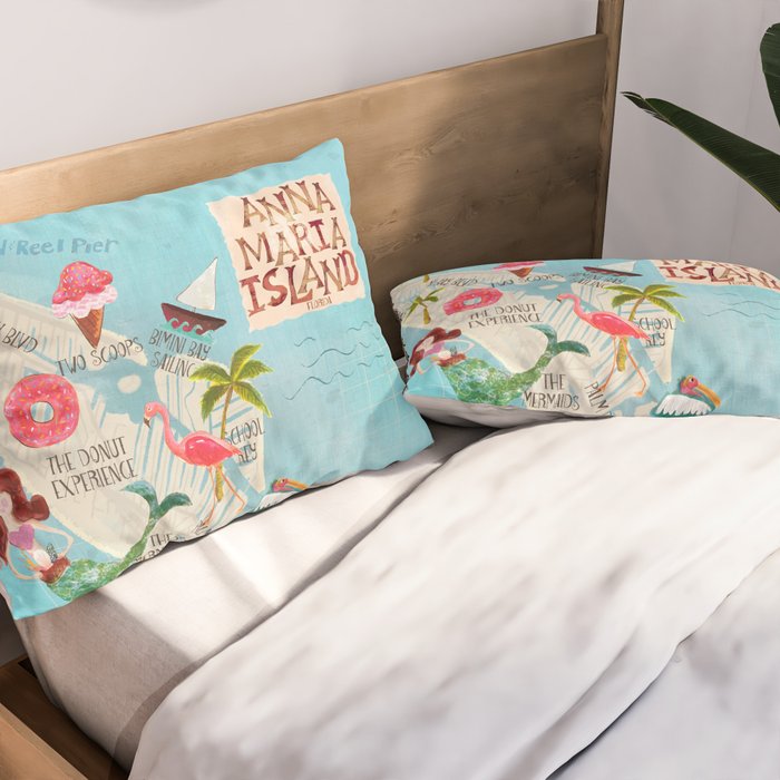 Anna Maria Island Map Pillow Sham Gallery Image 2